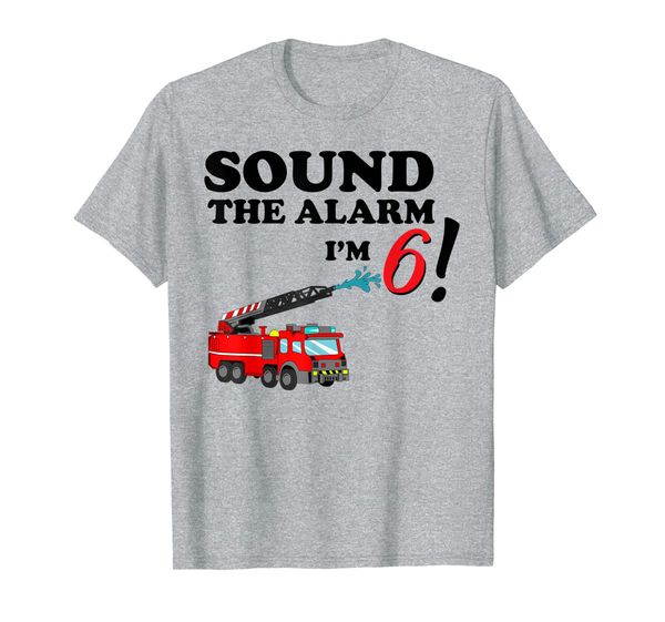 

birthday 6 year old fire fighter truck shirt | 6th bday, White;black