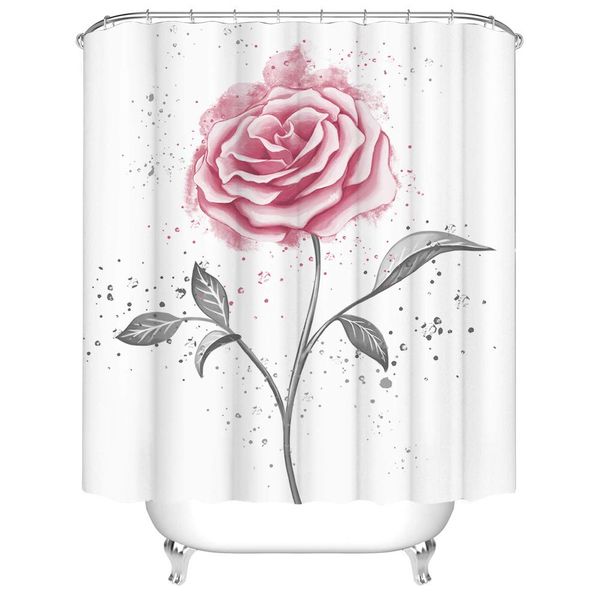 

pink rose shower curtain romantic flower bathroom accessories decor pink floral fabric shower curtains 72x72 inch plastic hooks