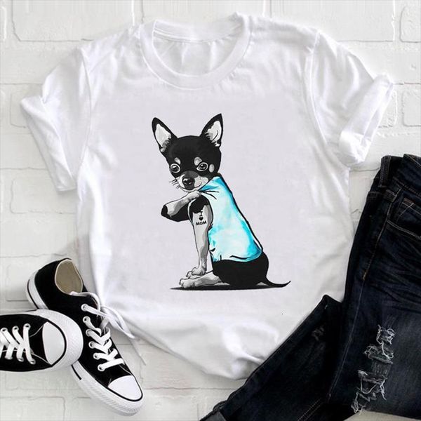 

men cute dog mom mens t shirt cartoon spring summer printing animal clothes print female tee ladies graphic, White;black