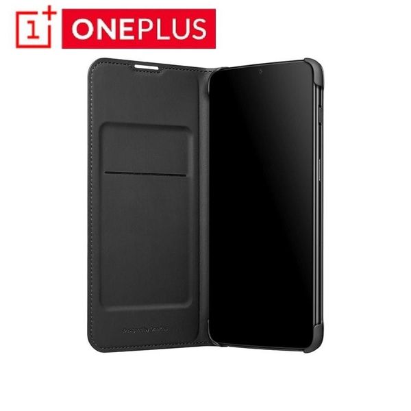 

original oneplus 6t flip cover black case pu leather five smart sleep wake protective shield for oneplus6t cell phone cases