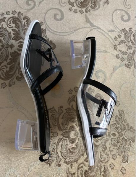 

2021 new design girls fashion pvc short heels sandals office lady casual summer holiday beach soft heels shoe lady slides big size35-41 #p71, Black