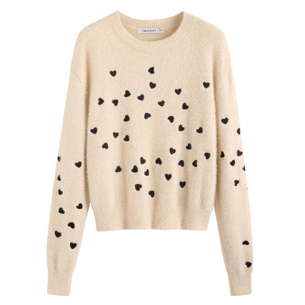 

women's sweaters mink downy clothes autumn winter 2021 wear korean version loose pullover women knitwear wholesale, White;black
