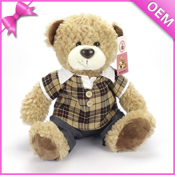 

plush toy teddy bear doll cartoon sitting bear doll in plaid