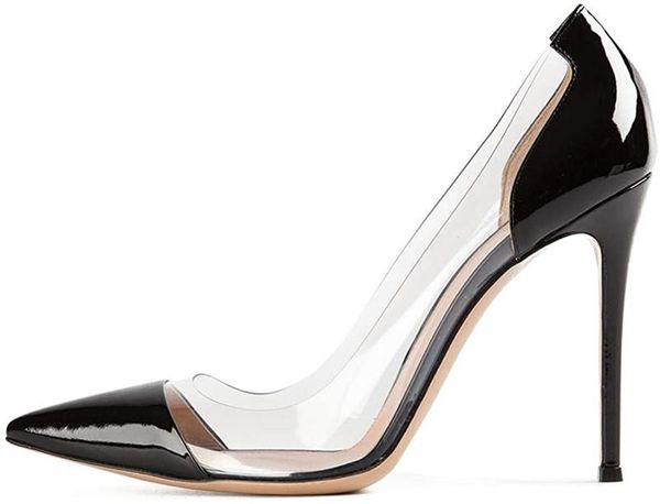 

dress shoes women's 100mm pointed toe transparent high heels pumps party wedding, Black