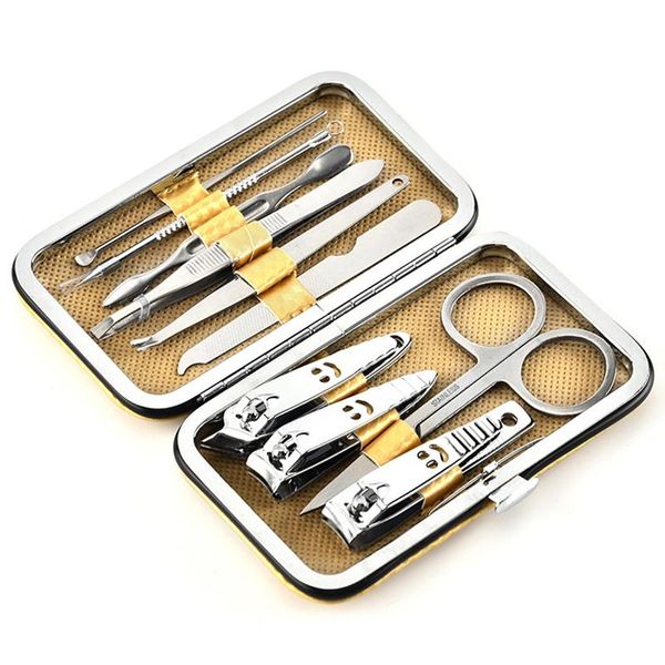 

nail art kits 10pcs/set manicure tools set nails clipper scissors tweezer knife sets stone pattern case for