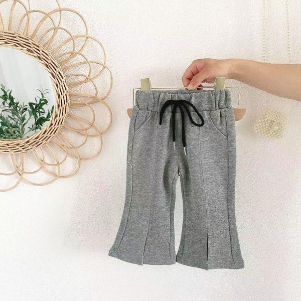 

trousers pants ankle length drawstring loose solid cotton fashion comfortable cute lovely simple spring auutmn children girls, Blue