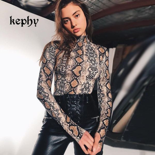 

women's jumpsuits & rompers cotton long sleeve women bodysuit animal print female mock neck warm clothes slim fit fashion solid body su, Black;white