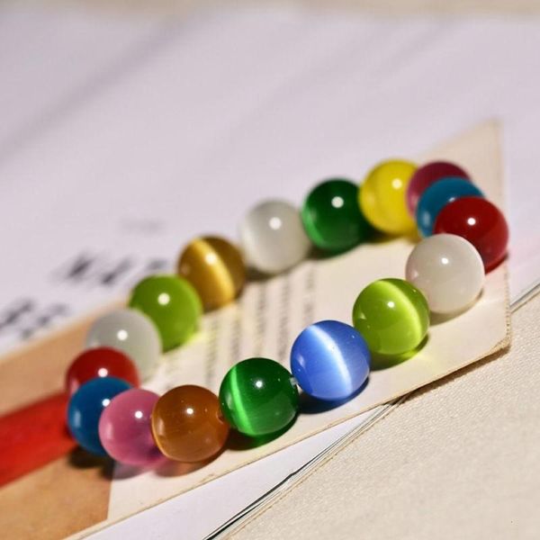 

bracelet natural crystal jewelry color cat's eye stone bracelet pink yellow green white eye single ring bracelet, Golden;silver