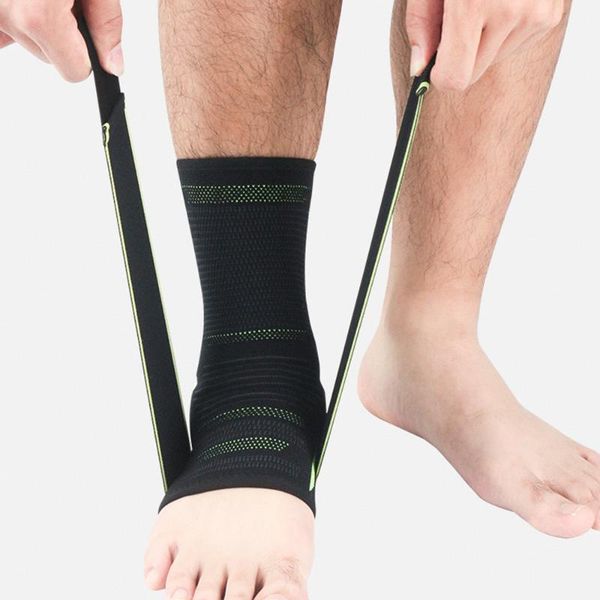 

men's ankle support running football joints protection black foot bandage elastic brace band guard sport safety, Blue;black