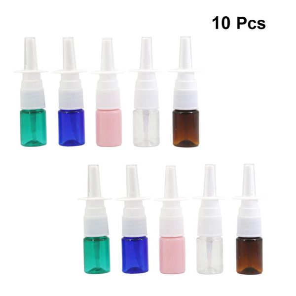 

storage bottles & jars 10pcs 5ml nasal sprayer refillable empty spray pet bottle makeup liquid subpackaging (random color)