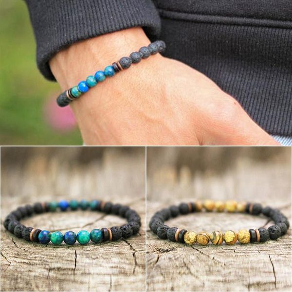 

beaded, strands mcllroy bracelet men lava stone bead tibetan buddha bangle homme charm strand women jewelry mens bracelets 2021, Black