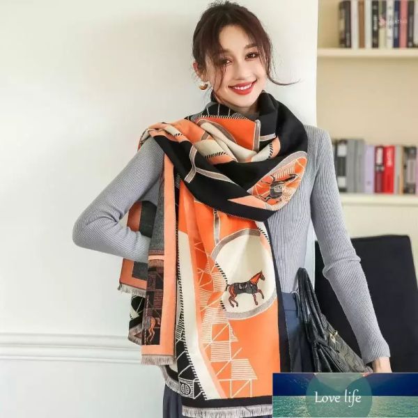 

scarves est cashmere scarf women fashion shawls wraps pashmina thick winter neck wram stoles bandana hijab beach blanket factory price exper, Blue;gray