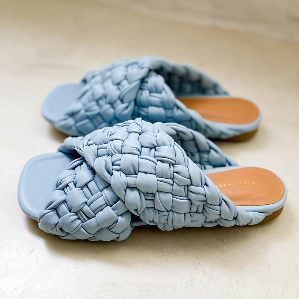 

fashion flat slippers women weave slides sandal ladies mule outdoor beach lady shoes home female flip flops mujer, Black