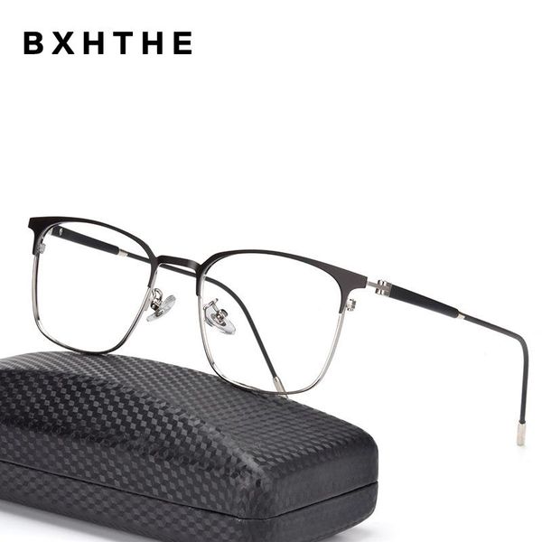 

fashion sunglasses frames luxury optical alloy metal glasses frame men retro clear myopia prescription eyewear square designer eyeglasses wo, Black