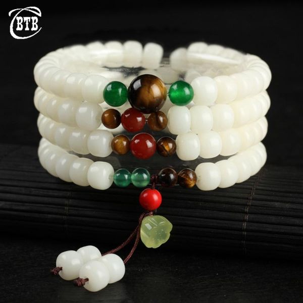 

fashion luxury 6mm natural white jade prayer beads 108 bracelets nostalgia bracelet gift wholesale beaded, strands, Black