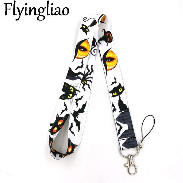 

halloween cat lanyard badge id mobile phone rope key neck straps accessories webbings ribbons decorations gifts cell & charms