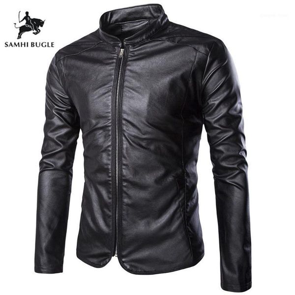 

men's fur & faux 2021 handsome artificial leather jacket punk style red jackets zipper men chupas jaqueta de couro 5xl, Black