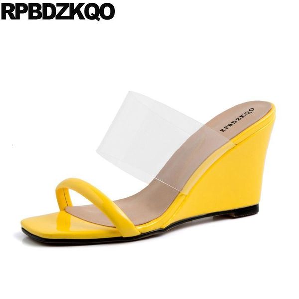 

sandals women summer holiday transparent clear shoes open toe slippers slides beach plastic slip on yellow pvc qfyv, Black