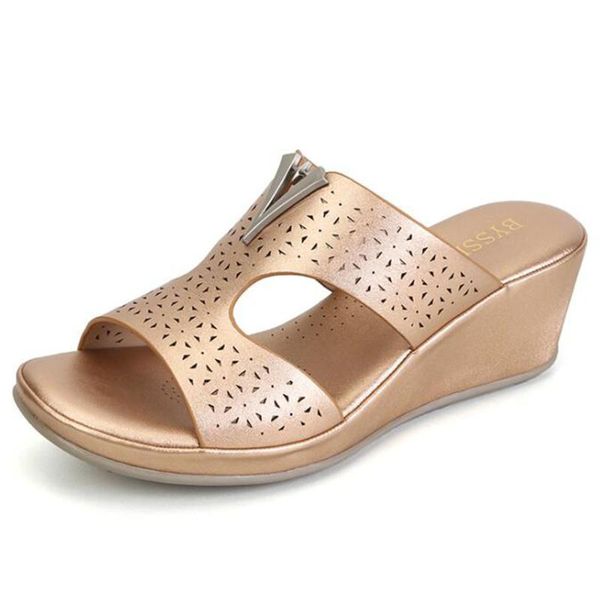 

fashion shoes woman summer sandals female flat comfortable footwear casual beach solid color wedge women's slippers qq376, Black