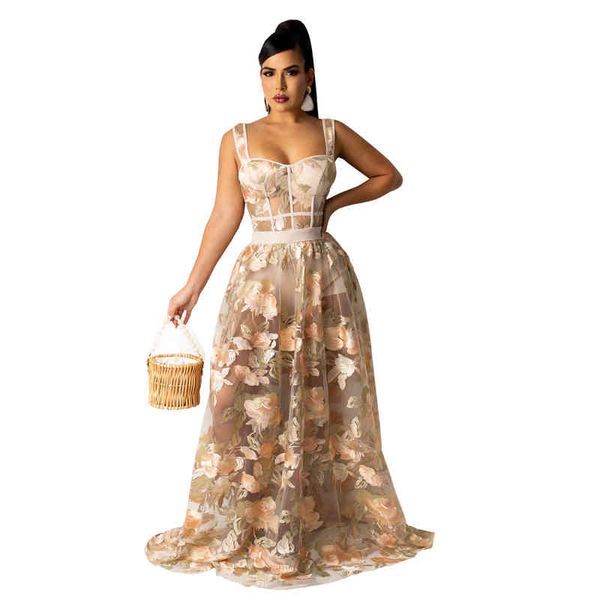 

Selling Women Sexy Suspender One-piece With Perspective Embroidered Net Skirt Fashion Two Piece Dress Set, White