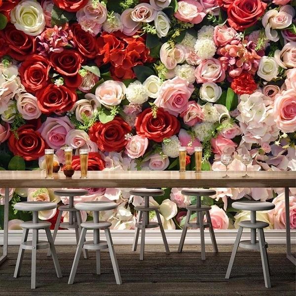 

modern 3d rose flowers self adhesive wallpaper romantic living room wedding house decor background painting mural waterproof wallpapers