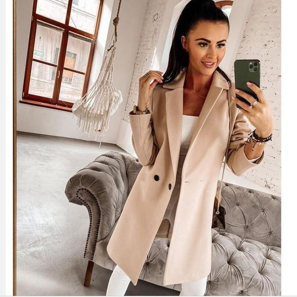 

long style women winter coats factory price autumu sreet wear casual suit collar clothes drop m810 women's wool & blends, Black