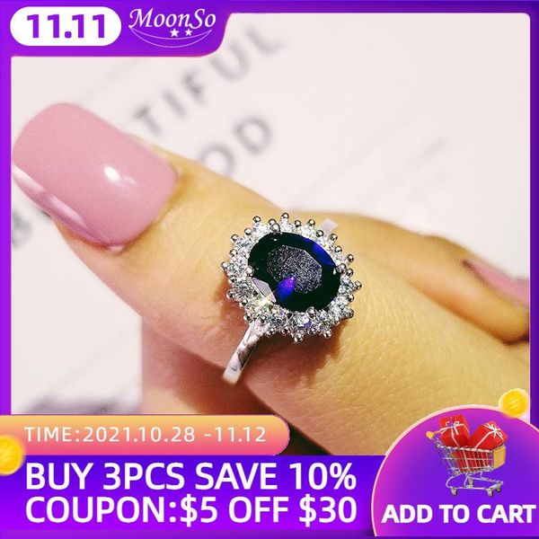 

cluster rings solid real 925 sterling silver oval cut for women wedding engagement jewelry r2738s, Golden;silver