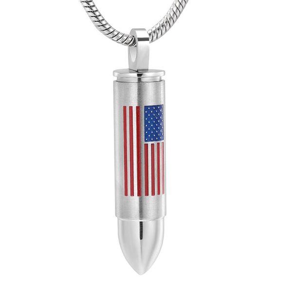 

pendant necklaces shape cremation necklace for ashes stainless steel memorial jewellery american flag pattern keepsake, Silver