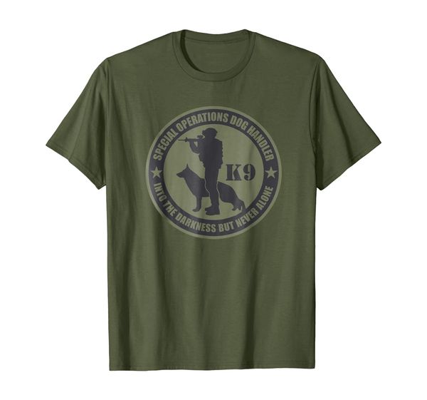 

k9 t-shirt - special operations dog handler (subdued), White;black