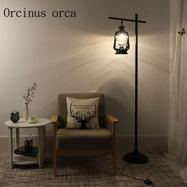 

american style rural retro kerosene floor lamp living room bedside nordic industrial wind iron art led lamps