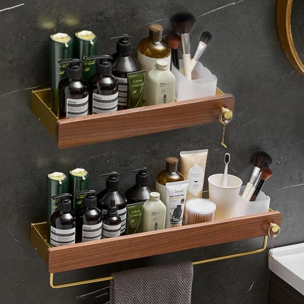 

bath accessory set bathroom shelf storage holder towel rack brush gold aluminum square shower shampoo hardware