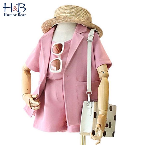 

girls clothing sets fashion version korean suit suspenders 3pcs summer european american children's wear 210611, White