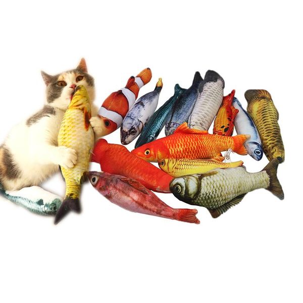 

cat toys 13 pcs 3d carp fish pet soft plush shape toy gifts catnip stuffed pillow doll simulation playing for