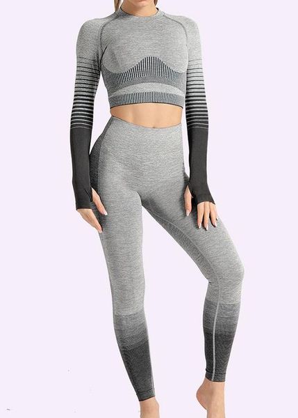 

gym clothing women sportswear yoga set color block long sleeve 2 pieces high waist leggings fitness tracksuits running clothes# outfits, White;red