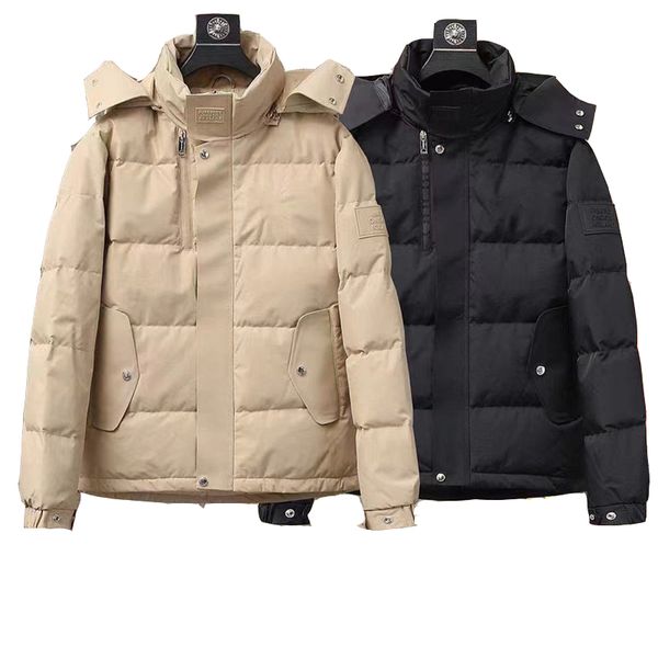 

jacket jackets fashion new hooded down jacket solid color long sleeve outdoor zipper embroidery classic sportswear jackets tracksuit puffer, Black