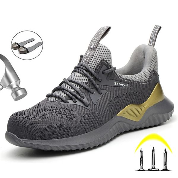 

work sneakers safety indestructible shoes steel toe work safety boot anti-puncture safety shoes work boots men shoes footwear 211007, Black;brown