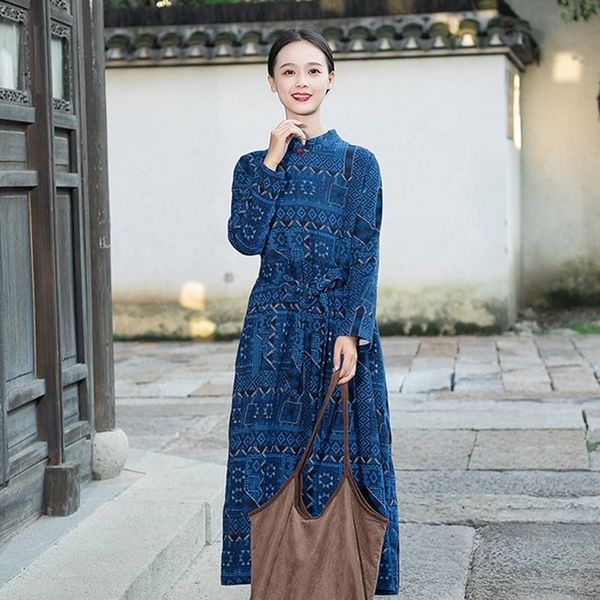 

ethnic style women autumn winter dress cheongsam cotton linen long sleeve vintage robe slim fit chinese dress qipao 11676, Red
