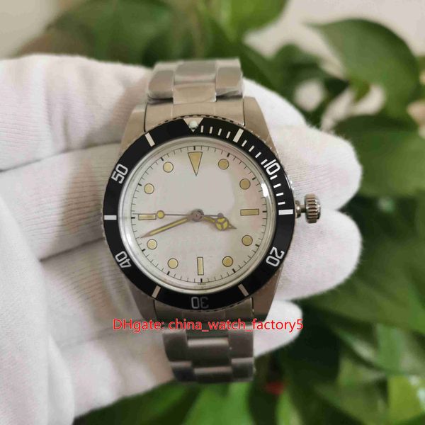 

fg maker watches vintage 40mm 1961 sub 5512 5513 white dial asia 2813 movement mechanical automatic mens watch men's wristwatches, Slivery;brown