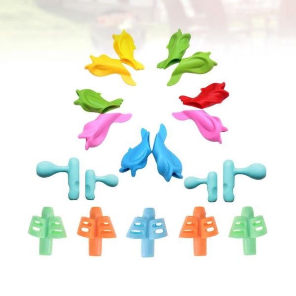 

19pcs kids writing training device crossover pen gripper aid for children homework drawing (random color, 5pcs doub refills, Black;red
