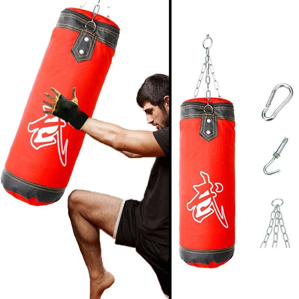

sand bag 60-120cm empty boxing punching training target karate with chain hook carabiner fitness