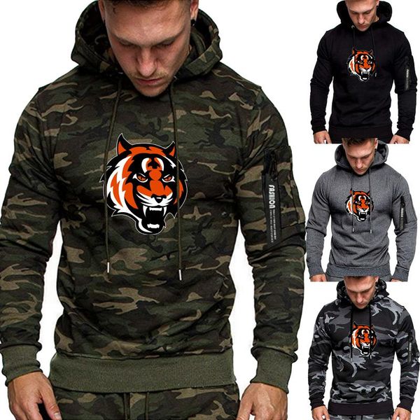 

men's hoodies & sweatshirts for men fashion long sleeve camouflage autumn winter warm pullover outdoor fleece sweater jackets casual pr, Black
