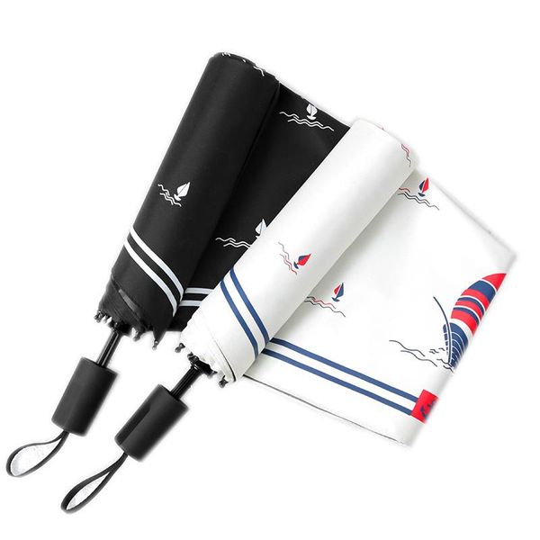 

umbrellas three folding umbrella 2021 creative sailboat sunny rain woman sunscreen man cartoon anti-uv parasol jyyc-1