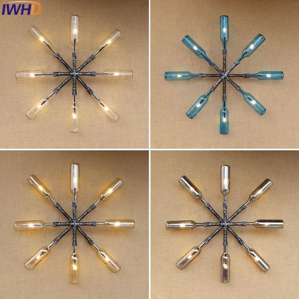 

wall lamps iwhd water pipe lamp glass bottle led lights vintage e27 plated iron light retro loft industrial stair antique