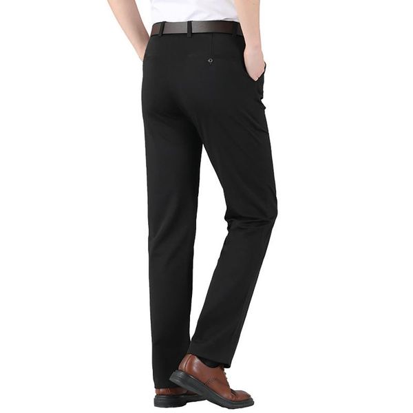 

men's pants men suit casual office elastic trousers business for wedding party dress social, Black