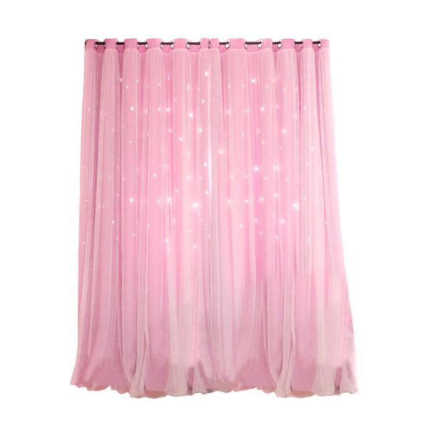 

layers hollow out stars curtains double fabric and gauze drapes blinds (grey) curtain