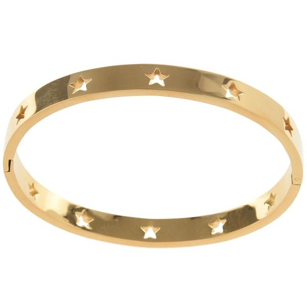 

bangle punk titanium stainless steel stars for women no fading hollow pentagram cuff bracelets & bangles gifts pulseira, Black