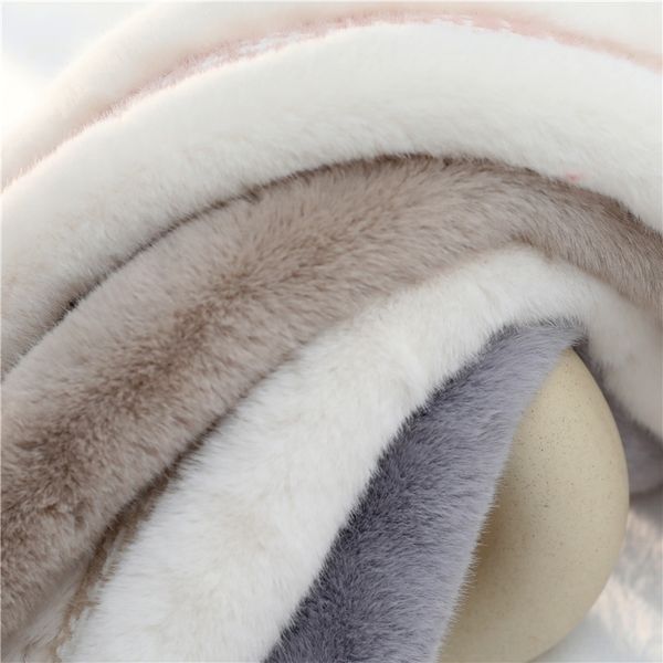 

dly4 inskorean thickened women's winter cravat scarfwarm imitation rabbit ties hair scarf student fashion fur neck, Black;gray