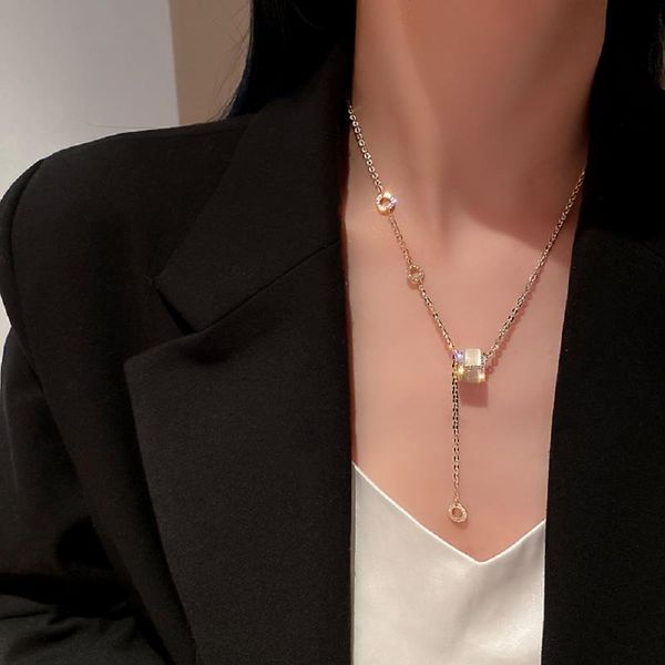 

pendant necklaces 2021 luxury titanium steel color fast necklace design feeling roman digital neck chain girl jewelry, Silver