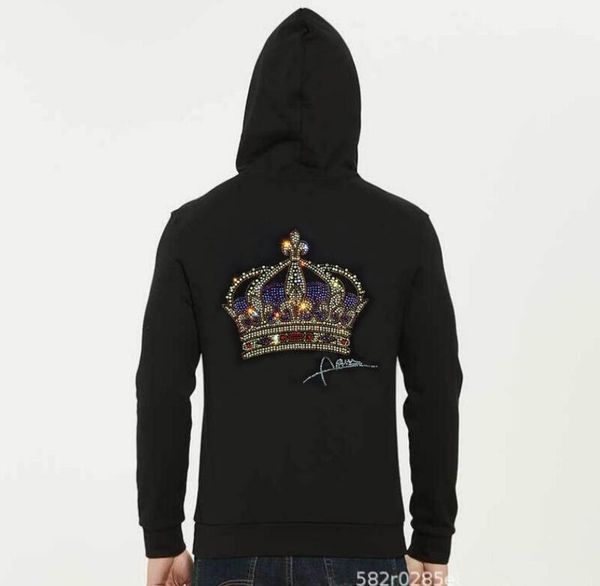 

men's hoodies & sweatshirts plus size 4xl rhinestone sweatshirt men hoodie hip hop cotton hooded, Black