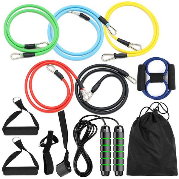 

13pcs resistance bands set workout fintess exercise tube door anchor ankle straps cushioned handles 8-shaped